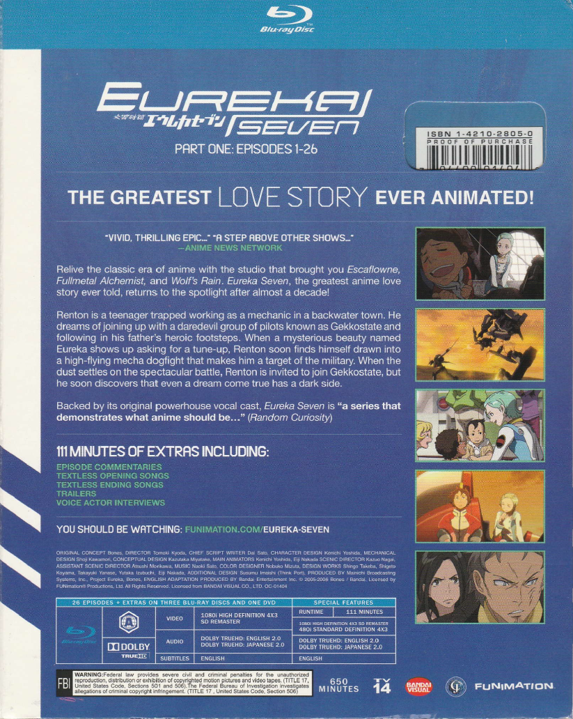 Eureka Seven Part 1 Blu-Ray
