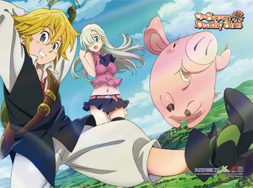 Seven Deadly Sins: Elizabeth, Meliodas & Hawk Jump Wall Scroll