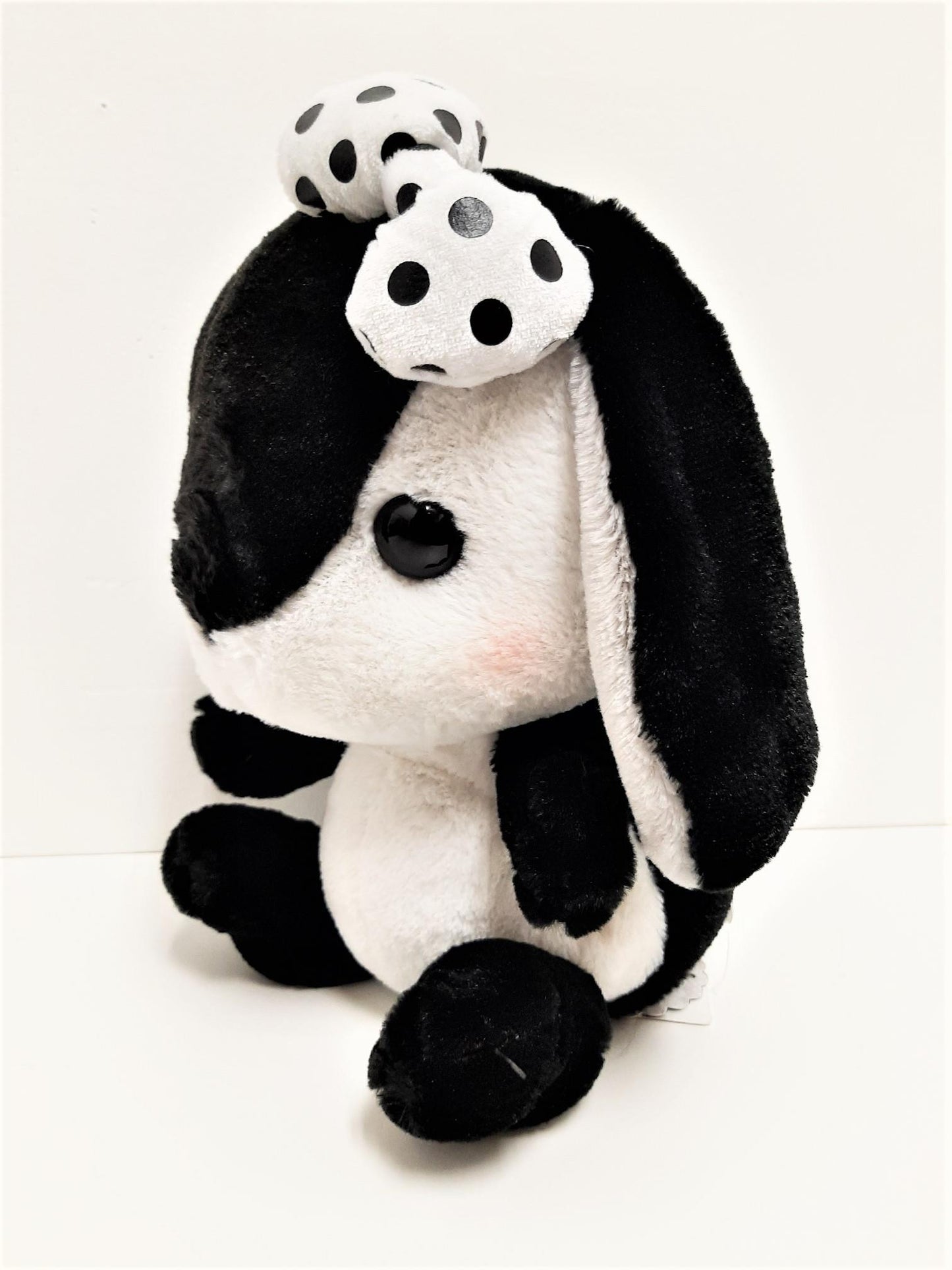 Amuse: Black and White Bunny with Polka Dot Bow 10" Plush