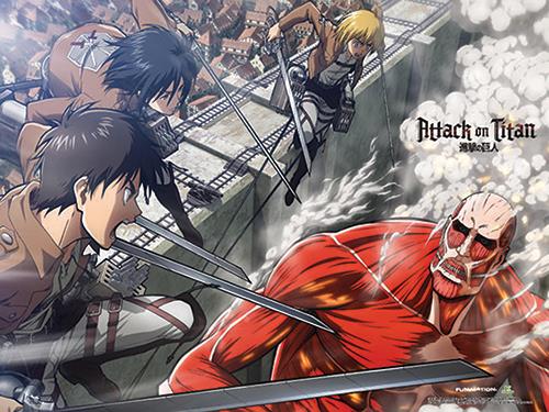 Attack on Titan: Group vs. Colossal Titan Wall Scroll
