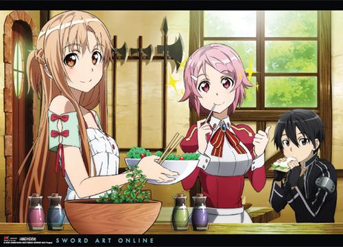 Sword Art Online: Kirito, Asuna & Lizbeth Eating Wall Scroll